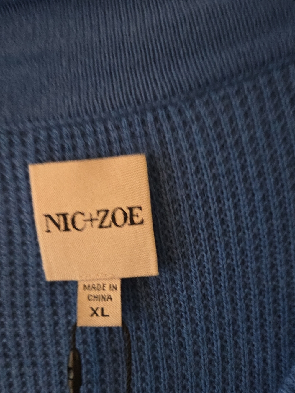 NWT! NIC+ZOE Bright Blue V-Neck Waffle Sweater $138 Msrp - Picture 4 of 9